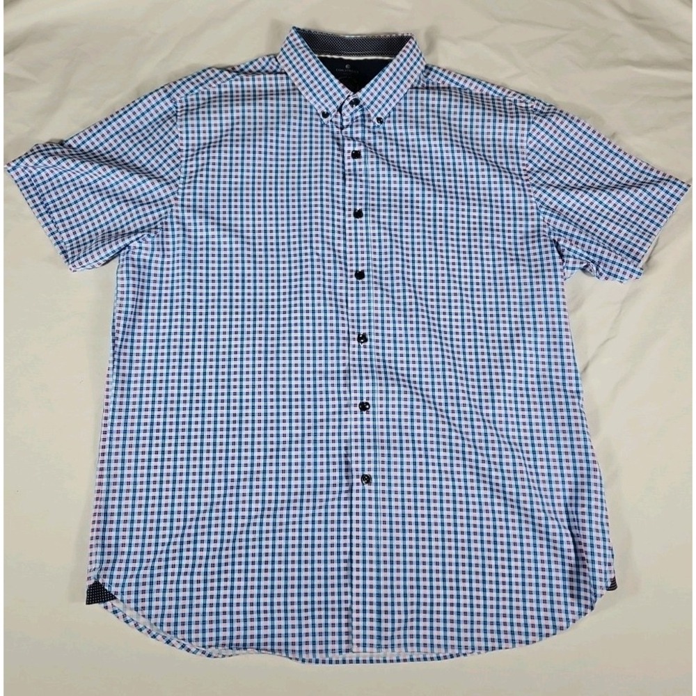 Construct Slim Fit 4 Way Stretch Mens‎ Short Sleeve Button Down Shirt XL
